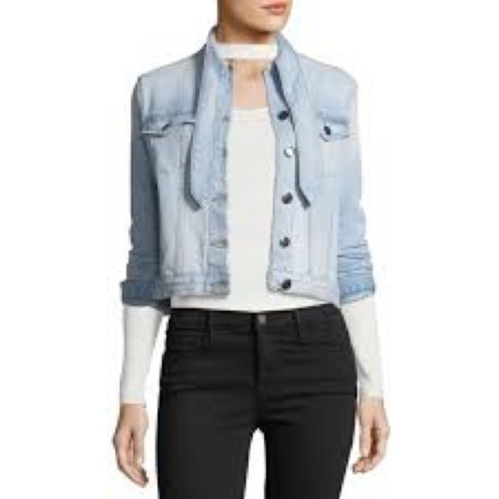 FRAME DENIM Tie Neck Denim Jacket